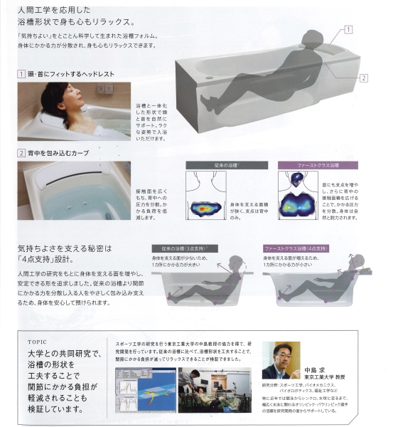 人間工学による浴槽形状が入浴する人をサポートします。 1375b64c64451f6f92bd8b0e4a1e26ca